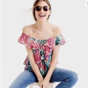 J Crew Ruffle Top in Ratti Painted Pineapple Print